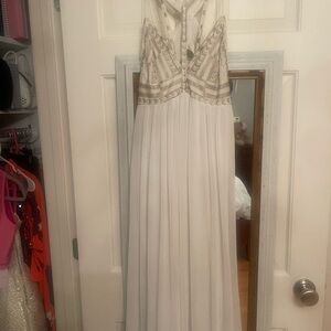 Free People White Sleeveless Halter Gown